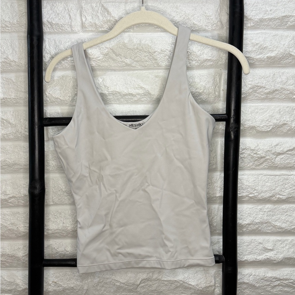 Meshki Light Gray Scoop Neck Tank Top